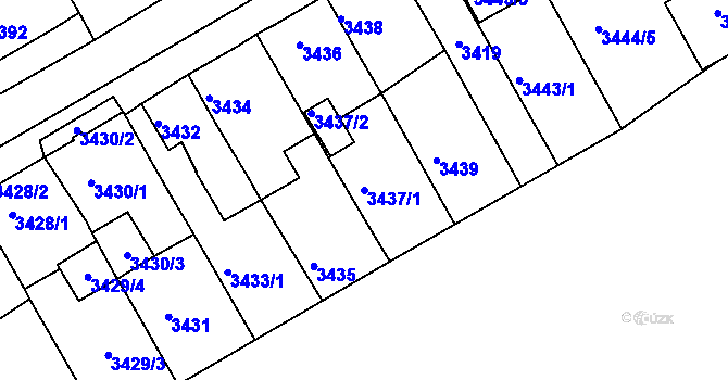 Parcela st. 3437/1 v KÚ Jirkov, Katastrální mapa