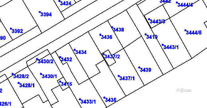 Parcela st. 3437/2 v KÚ Jirkov, Katastrální mapa