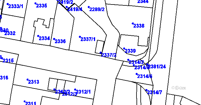 Parcela st. 2337/2 v KÚ Jirkov, Katastrální mapa