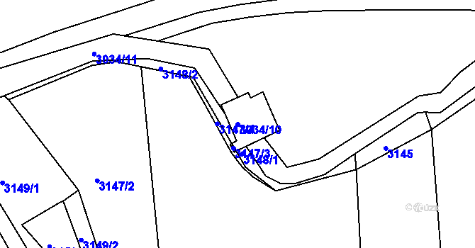 Parcela st. 3034/10 v KÚ Jirkov, Katastrální mapa