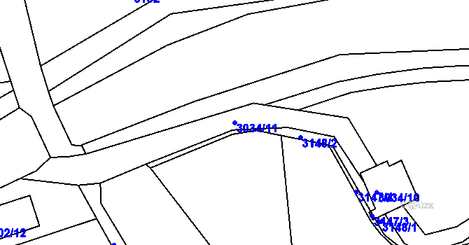 Parcela st. 3034/11 v KÚ Jirkov, Katastrální mapa