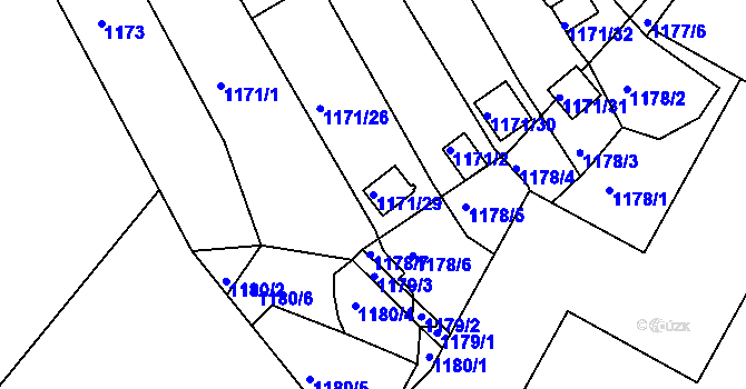 Parcela st. 1171/29 v KÚ Jirkov, Katastrální mapa