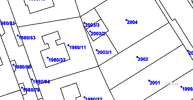 Parcela st. 2003/1 v KÚ Jirkov, Katastrální mapa