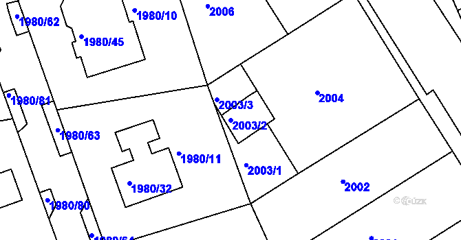 Parcela st. 2003/2 v KÚ Jirkov, Katastrální mapa