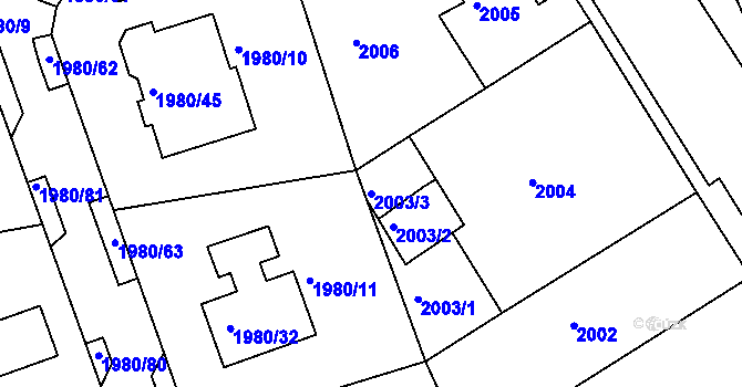 Parcela st. 2003/3 v KÚ Jirkov, Katastrální mapa