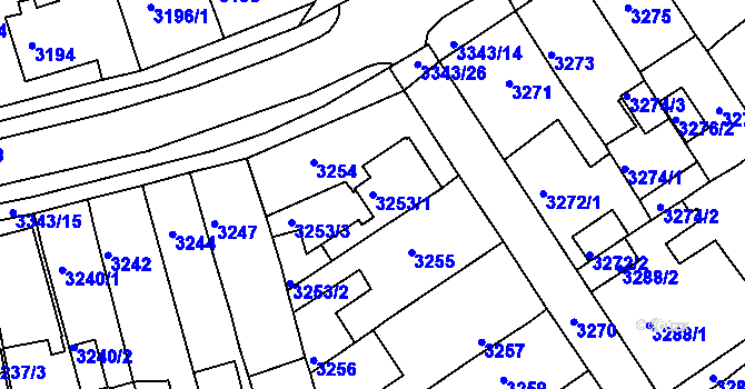 Parcela st. 3253/1 v KÚ Jirkov, Katastrální mapa