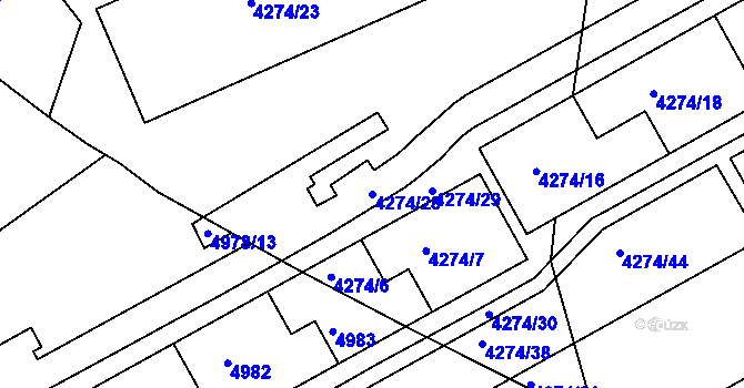 Parcela st. 4274/28 v KÚ Jirkov, Katastrální mapa