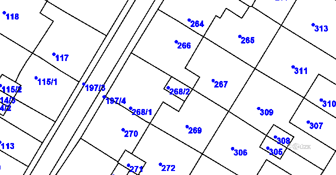 Parcela st. 268/2 v KÚ Jirkov, Katastrální mapa