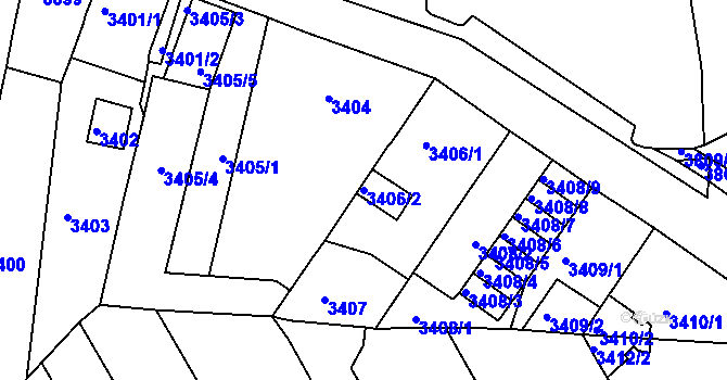 Parcela st. 3406/2 v KÚ Jirkov, Katastrální mapa
