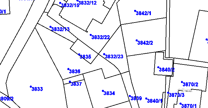 Parcela st. 3832/23 v KÚ Jirkov, Katastrální mapa