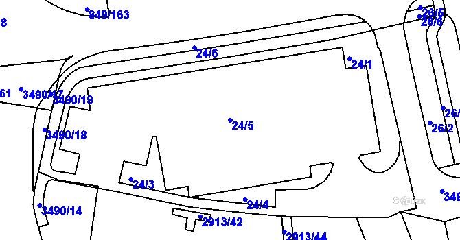 Parcela st. 24/5 v KÚ Jirkov, Katastrální mapa