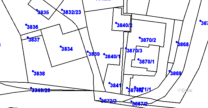 Parcela st. 3840/1 v KÚ Jirkov, Katastrální mapa
