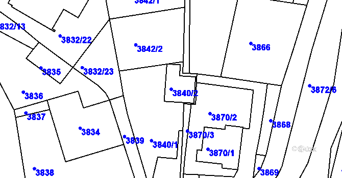 Parcela st. 3840/2 v KÚ Jirkov, Katastrální mapa