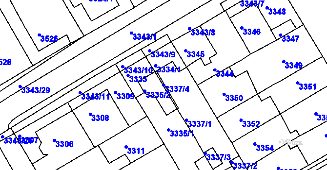Parcela st. 3337/4 v KÚ Jirkov, Katastrální mapa