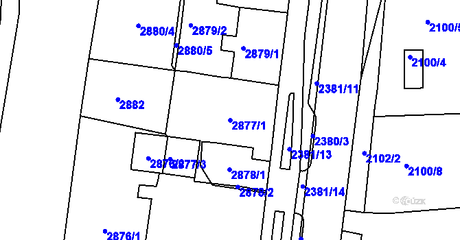 Parcela st. 2877/1 v KÚ Jirkov, Katastrální mapa