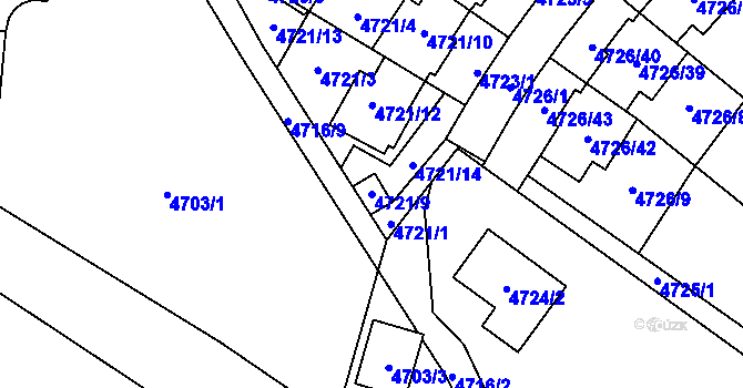 Parcela st. 4721/9 v KÚ Jirkov, Katastrální mapa