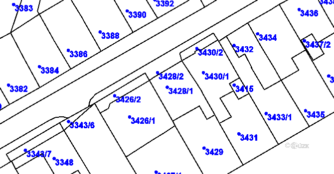 Parcela st. 3428/1 v KÚ Jirkov, Katastrální mapa