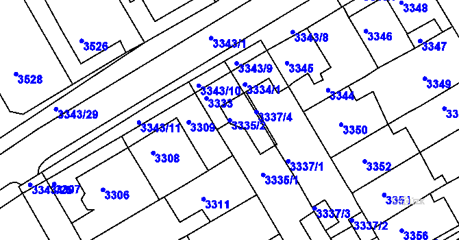 Parcela st. 3335/2 v KÚ Jirkov, Katastrální mapa