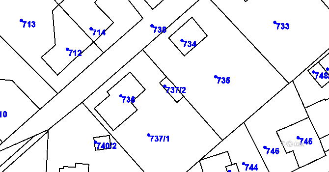 Parcela st. 737/2 v KÚ Jirkov, Katastrální mapa