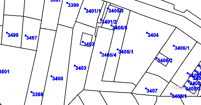 Parcela st. 3405/4 v KÚ Jirkov, Katastrální mapa