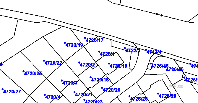 Parcela st. 4720/1 v KÚ Jirkov, Katastrální mapa