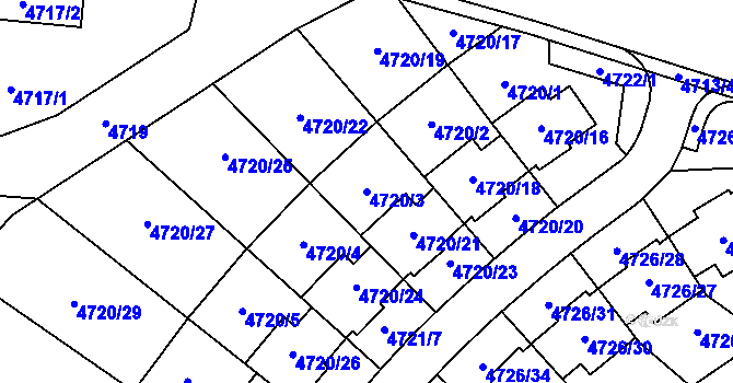 Parcela st. 4720/3 v KÚ Jirkov, Katastrální mapa