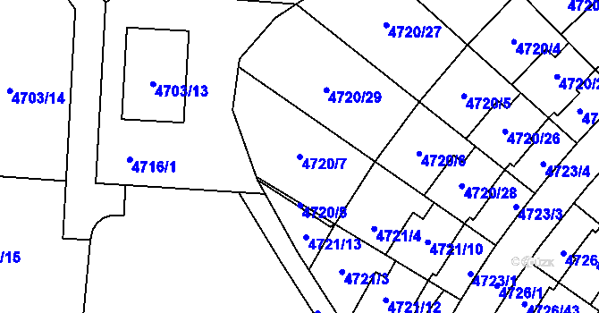 Parcela st. 4720/7 v KÚ Jirkov, Katastrální mapa