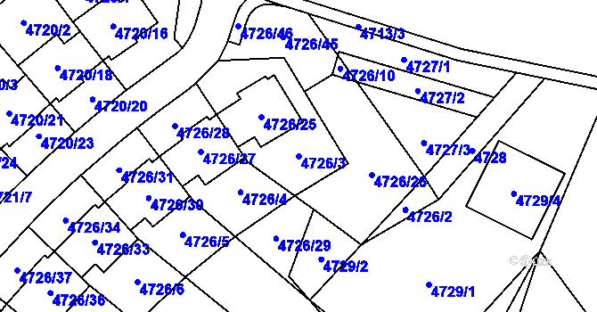 Parcela st. 4726/3 v KÚ Jirkov, Katastrální mapa