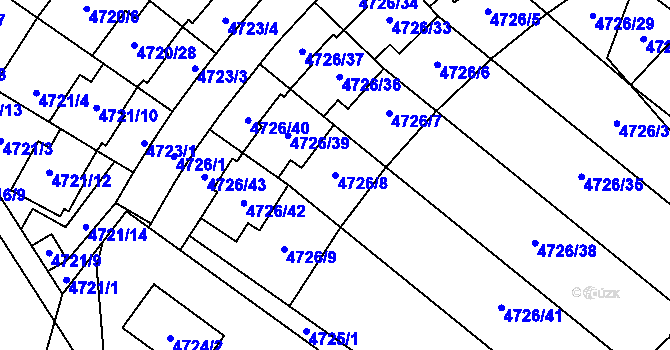 Parcela st. 4726/8 v KÚ Jirkov, Katastrální mapa