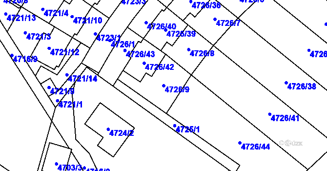 Parcela st. 4726/9 v KÚ Jirkov, Katastrální mapa