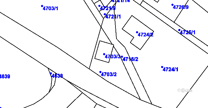Parcela st. 4703/3 v KÚ Jirkov, Katastrální mapa