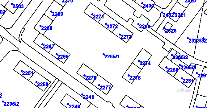 Parcela st. 2265/1 v KÚ Jirkov, Katastrální mapa