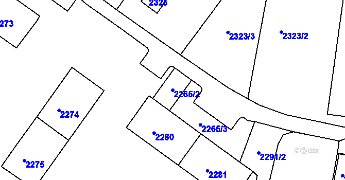 Parcela st. 2265/2 v KÚ Jirkov, Katastrální mapa
