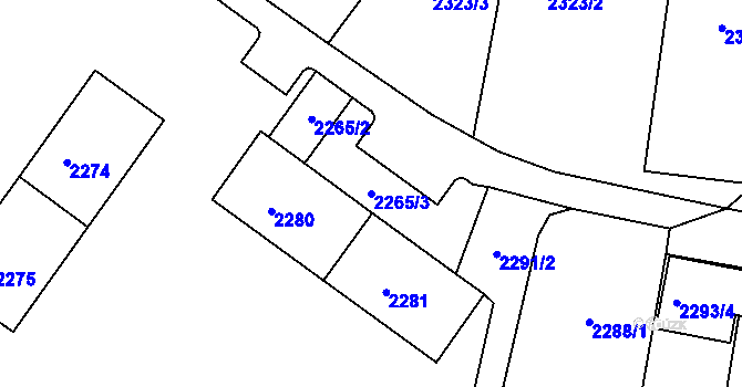Parcela st. 2265/3 v KÚ Jirkov, Katastrální mapa