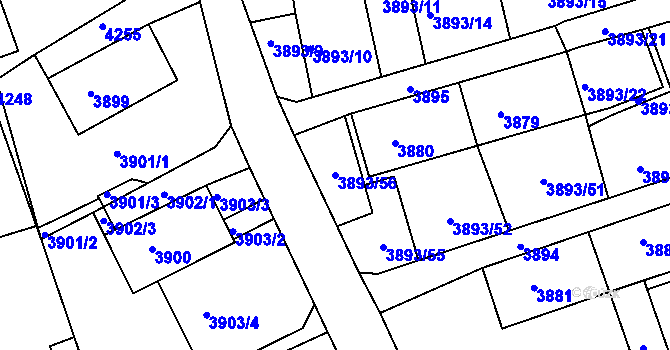 Parcela st. 3893/56 v KÚ Jirkov, Katastrální mapa