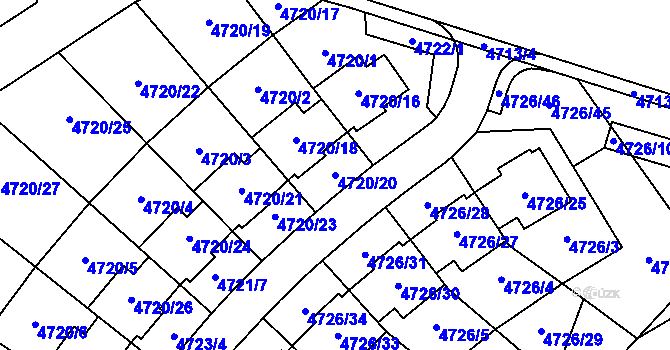 Parcela st. 4720/20 v KÚ Jirkov, Katastrální mapa