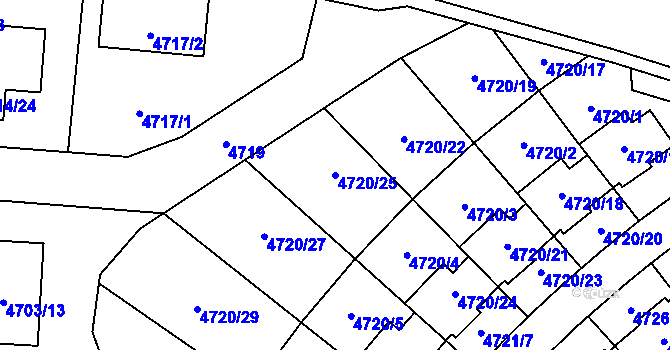 Parcela st. 4720/25 v KÚ Jirkov, Katastrální mapa