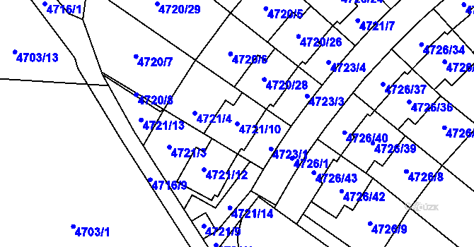 Parcela st. 4721/10 v KÚ Jirkov, Katastrální mapa