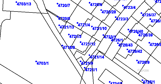 Parcela st. 4721/12 v KÚ Jirkov, Katastrální mapa