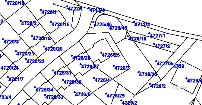 Parcela st. 4726/25 v KÚ Jirkov, Katastrální mapa