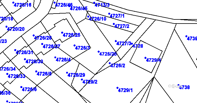 Parcela st. 4726/26 v KÚ Jirkov, Katastrální mapa