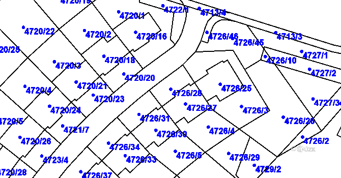 Parcela st. 4726/28 v KÚ Jirkov, Katastrální mapa