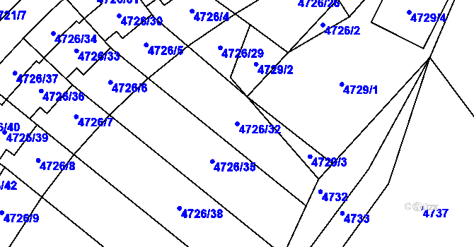 Parcela st. 4726/32 v KÚ Jirkov, Katastrální mapa
