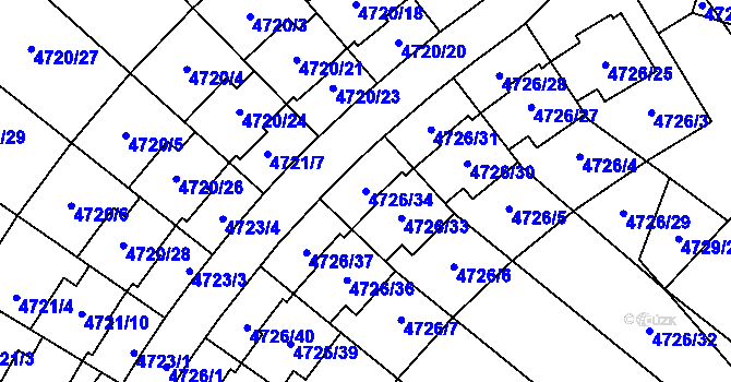 Parcela st. 4726/34 v KÚ Jirkov, Katastrální mapa