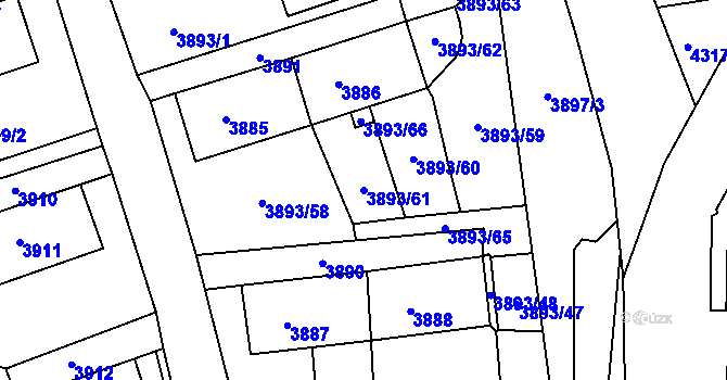 Parcela st. 3893/61 v KÚ Jirkov, Katastrální mapa