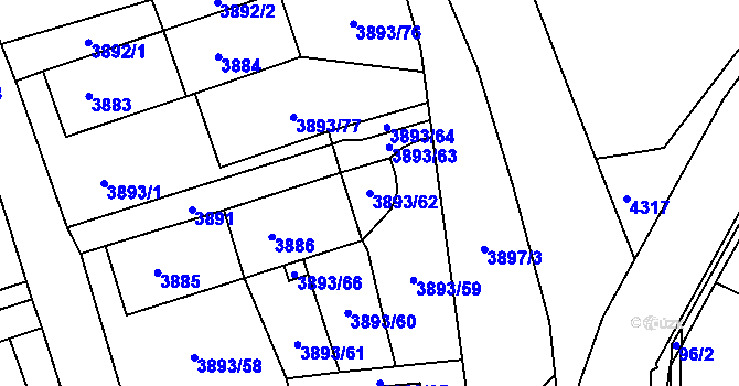 Parcela st. 3893/62 v KÚ Jirkov, Katastrální mapa