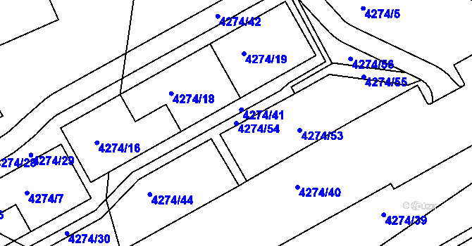 Parcela st. 4274/54 v KÚ Jirkov, Katastrální mapa