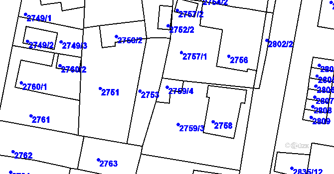 Parcela st. 2759/4 v KÚ Jirkov, Katastrální mapa