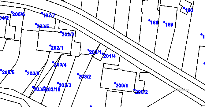 Parcela st. 201/4 v KÚ Jirkov, Katastrální mapa