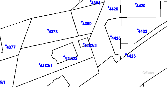 Parcela st. 4382/3 v KÚ Jirkov, Katastrální mapa
